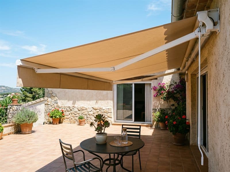 Toldo motorizado sobre una terraza en Ourense